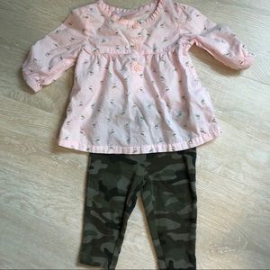 Carter’s 3M Baby Outfit Camo Pants and Pink Top